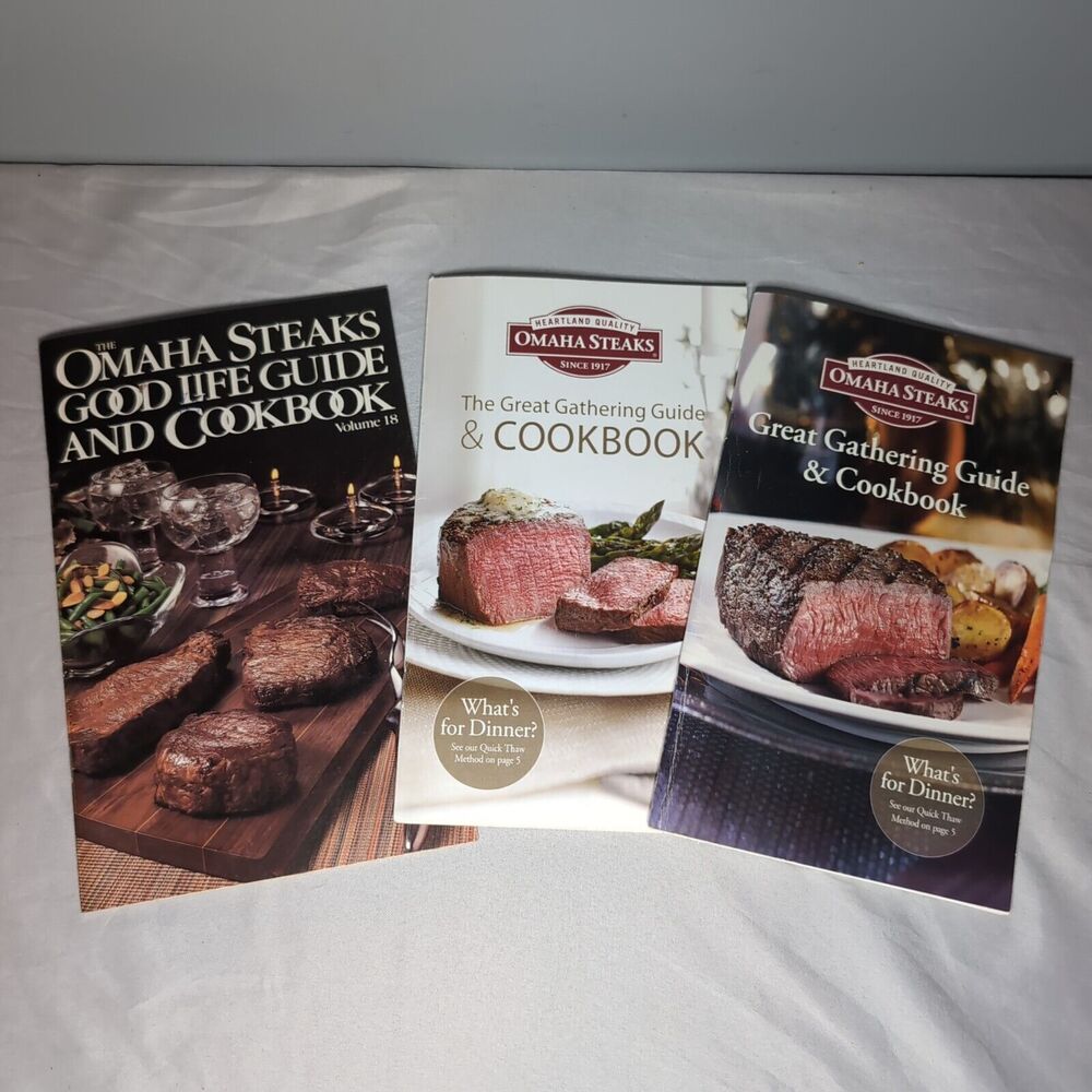 Lot of 3‎ Omaha Steaks Good Life/Great Gathering Guide & Cookbook 1985/2012/2013